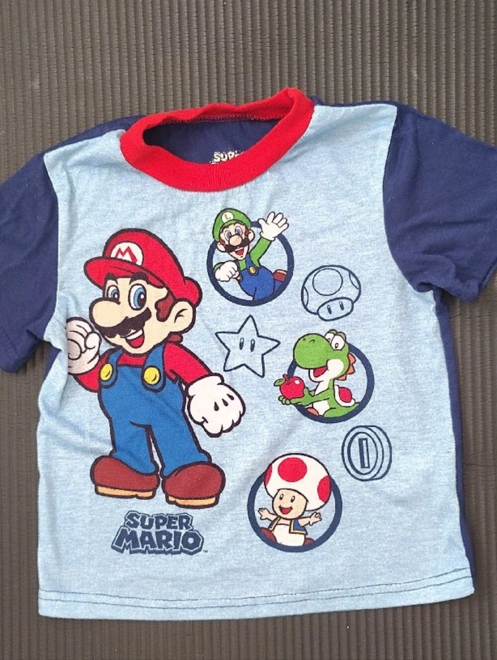 Size 6 Nintendo Super Mario Kids Pajama Set in Light Blue, Navy & Red